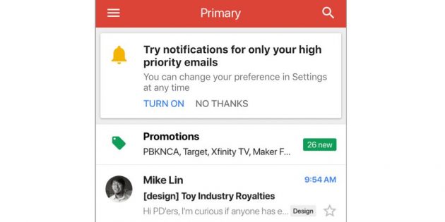 Gmail per iOS utilizza l’IA per notificare solo le e-mail più importanti