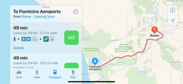 Apple Maps aggiunge i trasporti pubblici nella città di Roma