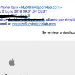 Nuova mail di phishing con falso mittente “iPhone Italia”