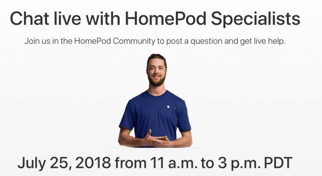 HomePod, il 25 luglio è attiva la live chat con gli esperti Apple