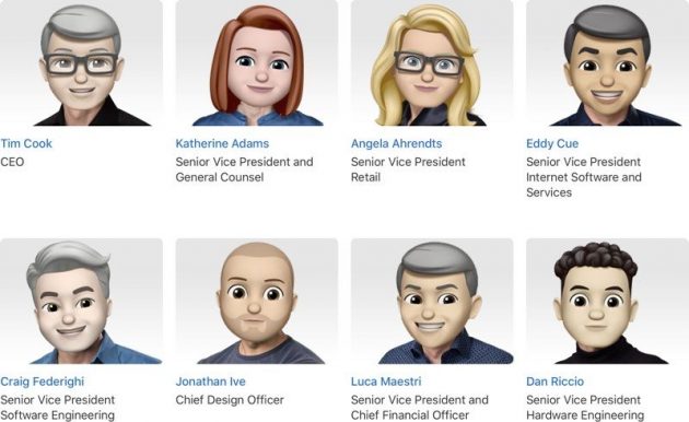 Tim Cook e gli altri dirigenti Apple si trasformano in Memoji