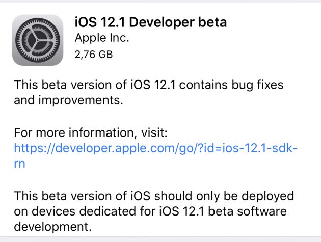 Apple rilascia iOS 12.1, watchOS 5.1 e tvOS 12.1 beta 1 [UPDATE: tornano le FaceTime di gruppo]