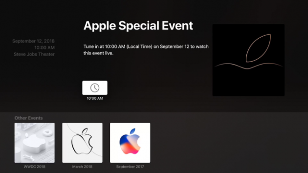 L’app Events su Apple TV si aggiorna per il keynote del 12 settembre