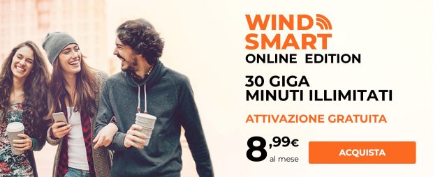 Wind Smart Online: minuti illimitati e 30 GB a 8,99 euro