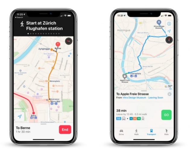 Apple Maps aggiunge le info sui trasporti pubblici anche in Svizzera