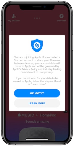 Shazam informa gli utenti sul nuovo trattamento dei dati targato Apple