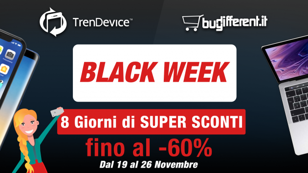 È già iniziata la Black Week TrenDevice e BuyDifferent: oggi è il 2° giorno di Super Sconti fino al -60%