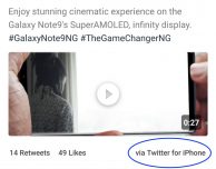Samsung promuove il Galaxy Note 9… con un tweet da iPhone