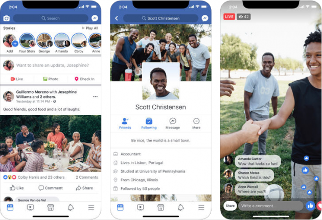 L’app Facebook è ora ottimizzata per iPhone XS Max e iPhone XR