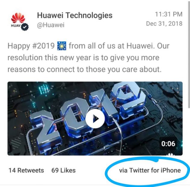 Huawei punisce i dipendenti responsabili del tweet pubblicato da iPhone
