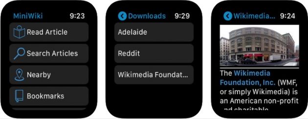 MiniWiki: 40 milioni di articoli wikipedia sul tuo Apple Watch