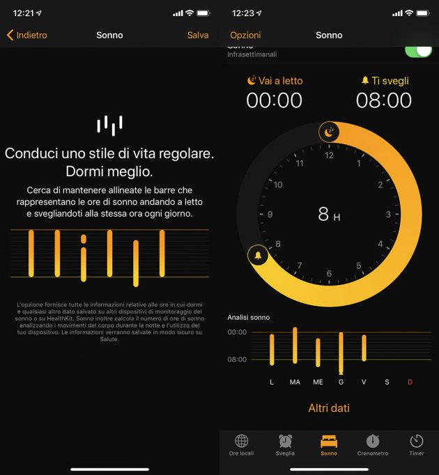 utilizzare funzionalità sonno iPhone