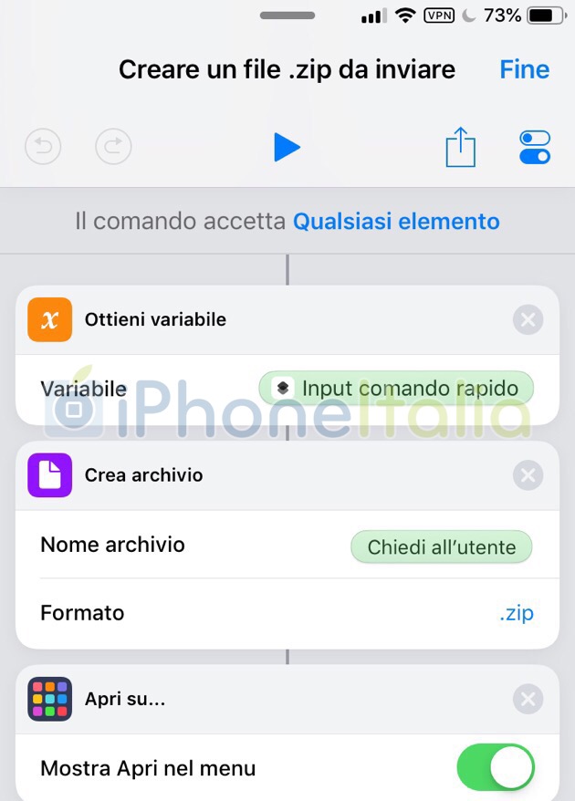 Shortcuts 46 Creare un archivio .zip da condividere iPhone Italia