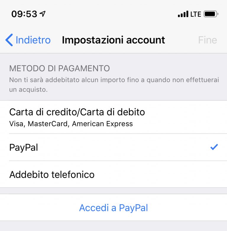 Come utilizzare PayPal come metodo di pagamento Apple iPhone Italia