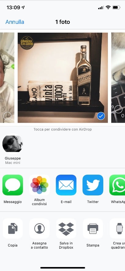 Inviare file Airdrop iPhone