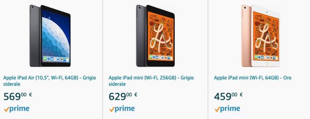Nuovi iPad Air 10.5″ e iPad mini 5 disponibili su Amazon