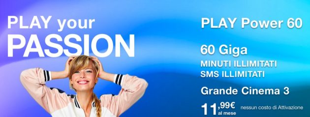 Tre Play Power 60: minuti illimitati + SMS illimitati + 60 Giga