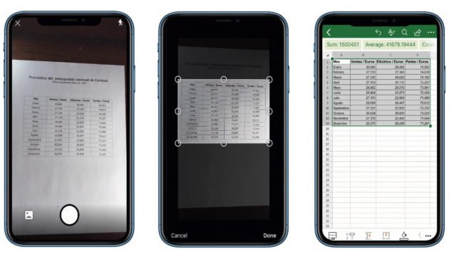Excel per iPhone trasforma le foto in fogli di lavoro modificabili