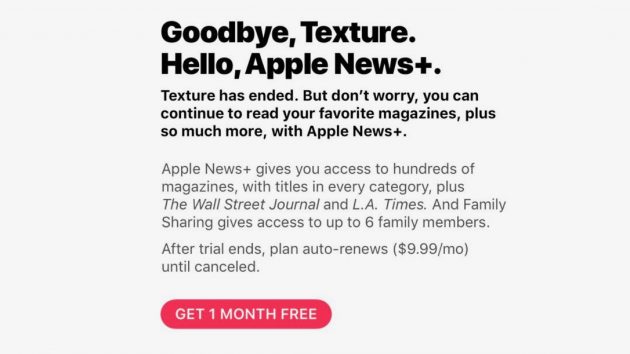 Texture chiude ufficialmente, Apple spinge gli utenti verso Apple News+