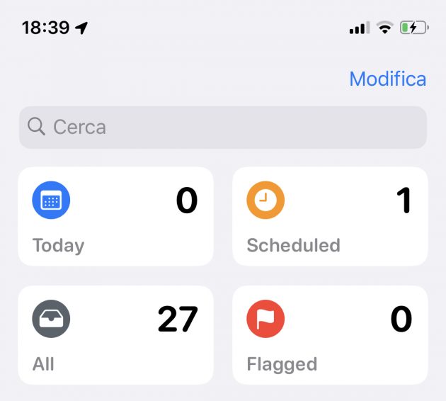 La nuova app Promemoria in iOS 13