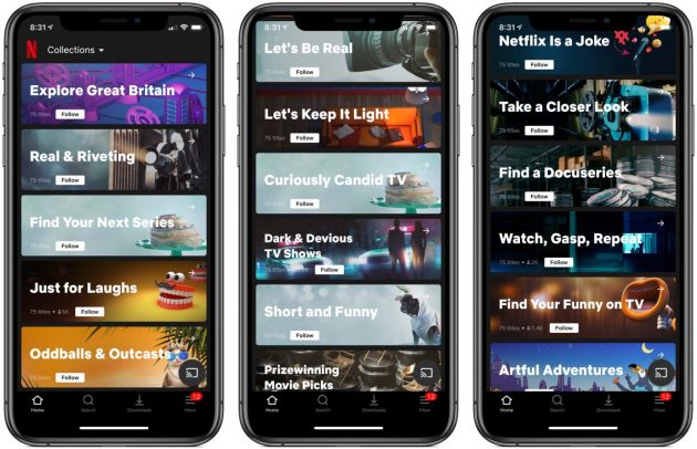 Netflix sta testando la nuova funzione “Collections” su iOS