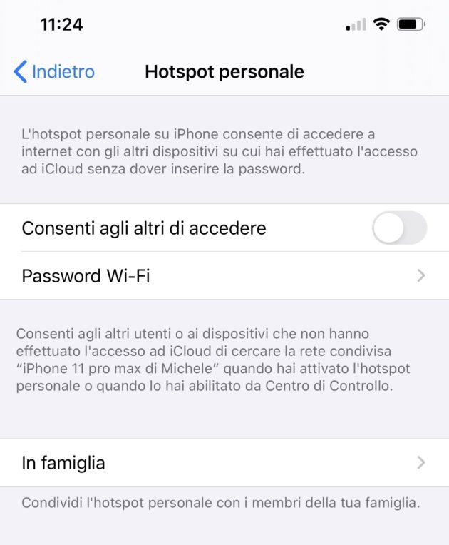 iOS 13 Hotspot non si può disabilitare del tutto