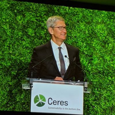 Tim Cook partecipa all’evento Ceres dedicato all’ambiente