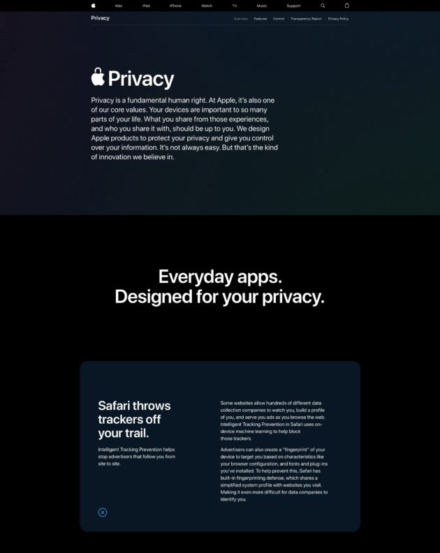 apple privacy pagina