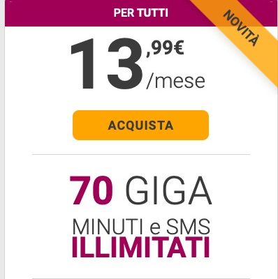Kena per tutti: minuti illimitati, SMS illimitati e 70 GB al mese