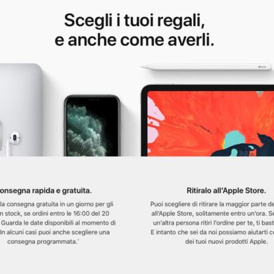 Apple offre la consegna rapida gratuita fino al 20 dicembre