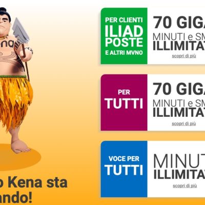 Offerte Kena da 4,99€ al mese con attivazione gratuita