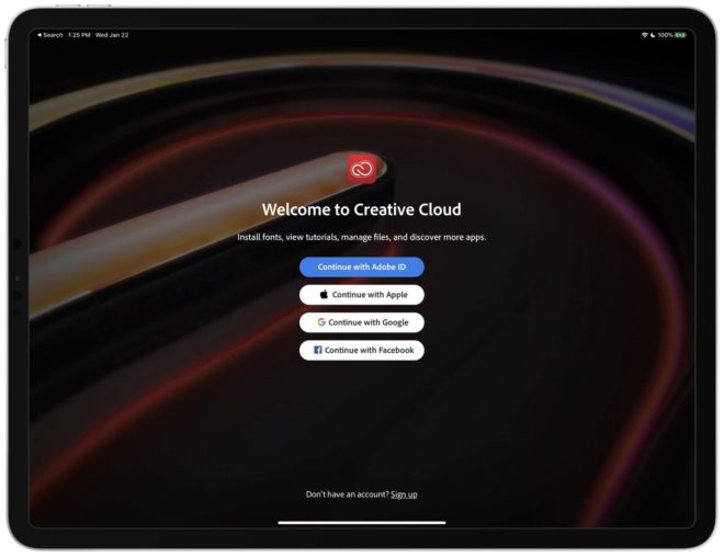 Accedi con Apple disponibile su Adobe Creative Cloud