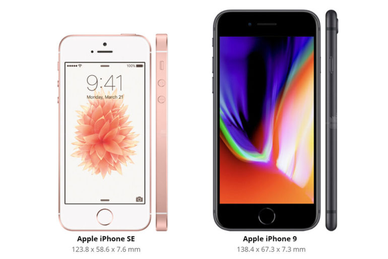 iPhone-9-vs-iPhone-se-size