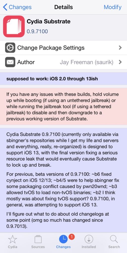 update cydia substrate