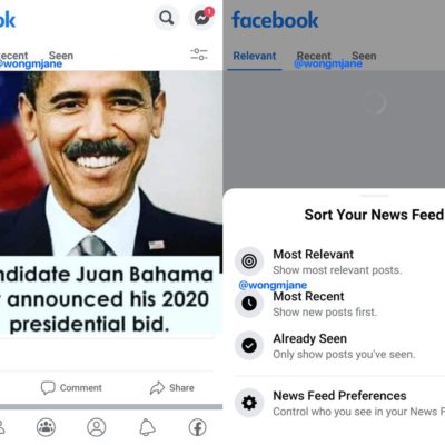 Facebook sta testando un nuovo layout per il feed