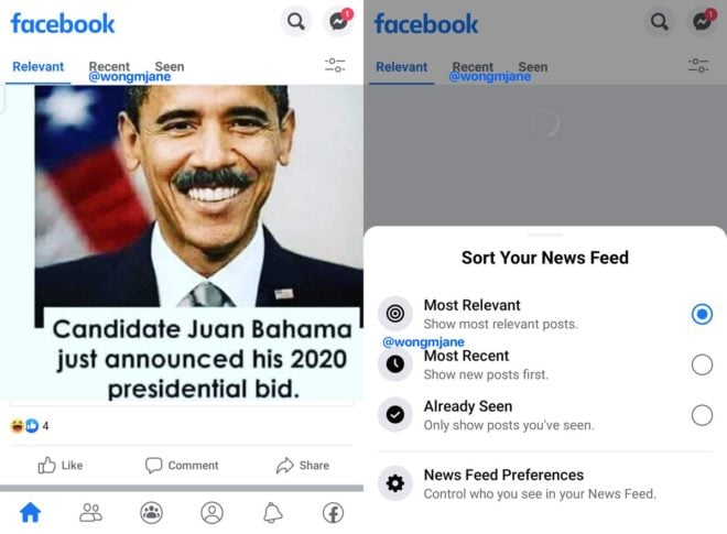 Facebook sta testando un nuovo layout per il feed