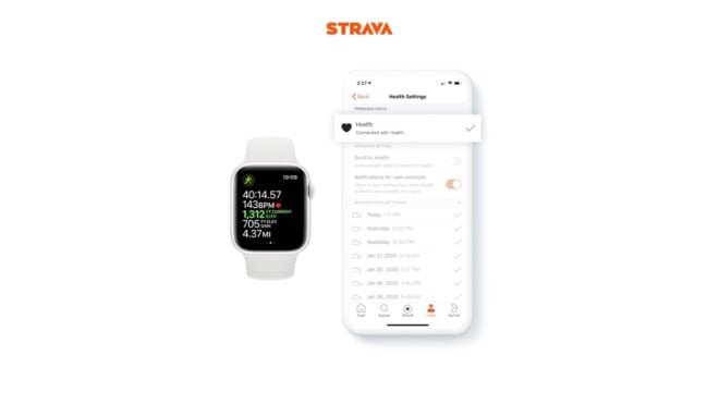 L’app Strava si integra con HealthKit per importare gli allenamenti da Apple Watch