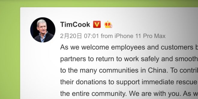 Tim Cook agli utenti cinesi: “Siamo con voi”