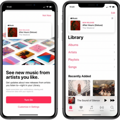 Apple Music mostra le notifiche sulle nuove uscite dei nostri artisti preferiti