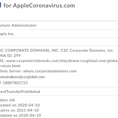 Apple registra il dominio AppleCoronavirus.com