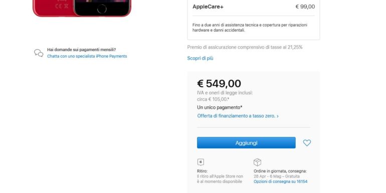 iPhone SE Spedizioni