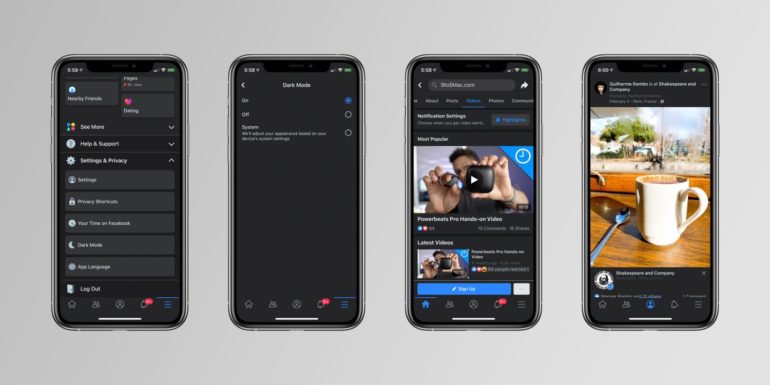 facebook dark mode