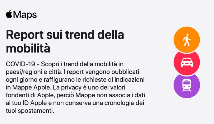 Apple aggiorna i trend di mobilità e offre nuove informazioni COVID-19 in Mappe