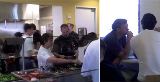 Una rara foto con Steve Jobs a pranzo con i dirigenti Google