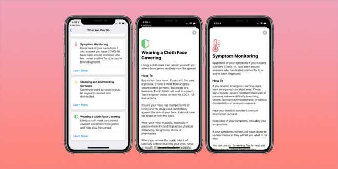 Apple aggiorna l’app di auto-screening COVID-19 con alcune novità