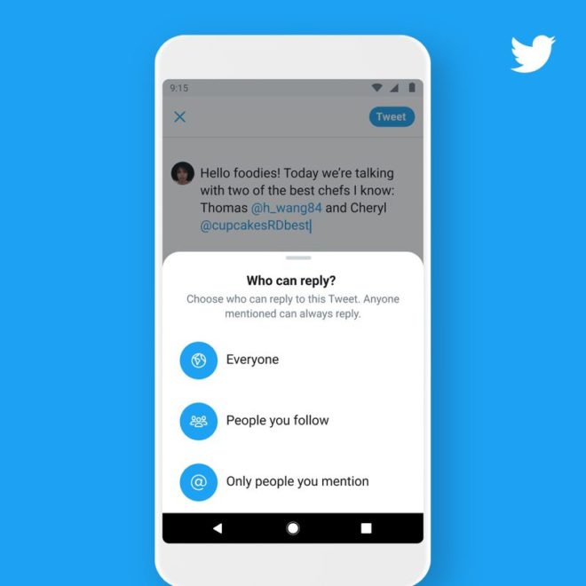 Twitter sta testando un’opzione per limitare le risposte ai tweet