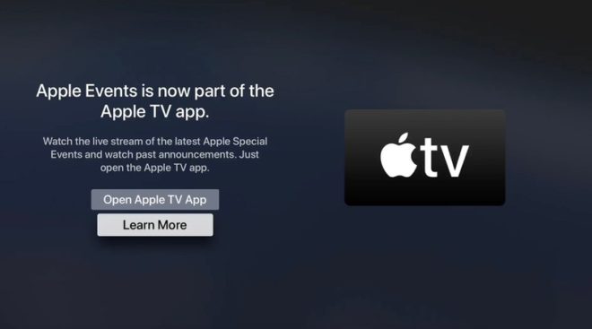 L’applicazione “Apple Events” è ora integrata nell’app “Apple TV” su tvOS