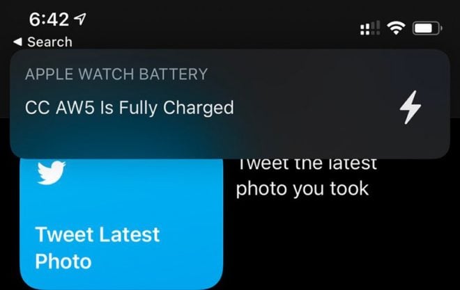 iOS 14 invia una notifica quando Apple Watch è completamente carico