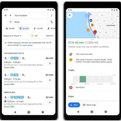 Google Maps: arrivano le informazioni di transito riguardanti il COVID-19