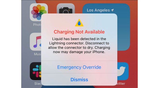 iOS 14 consente la ricarica anche in presenza di liquidi